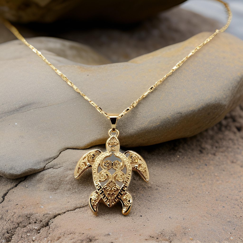 Tribal Turtle Pearl Necklace